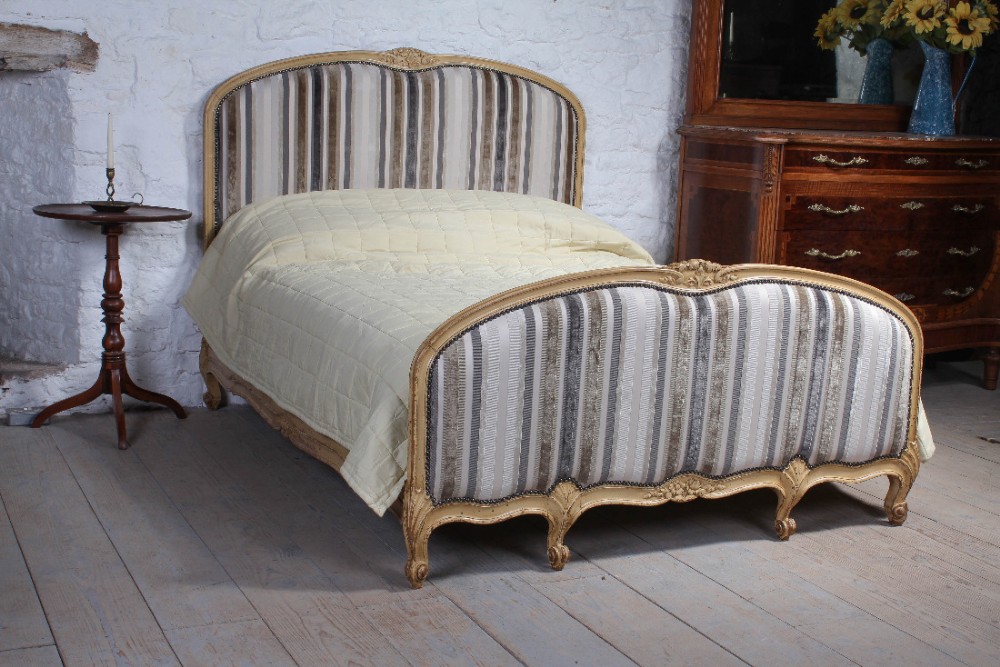 Newly upholstered French Louis XV style double bed