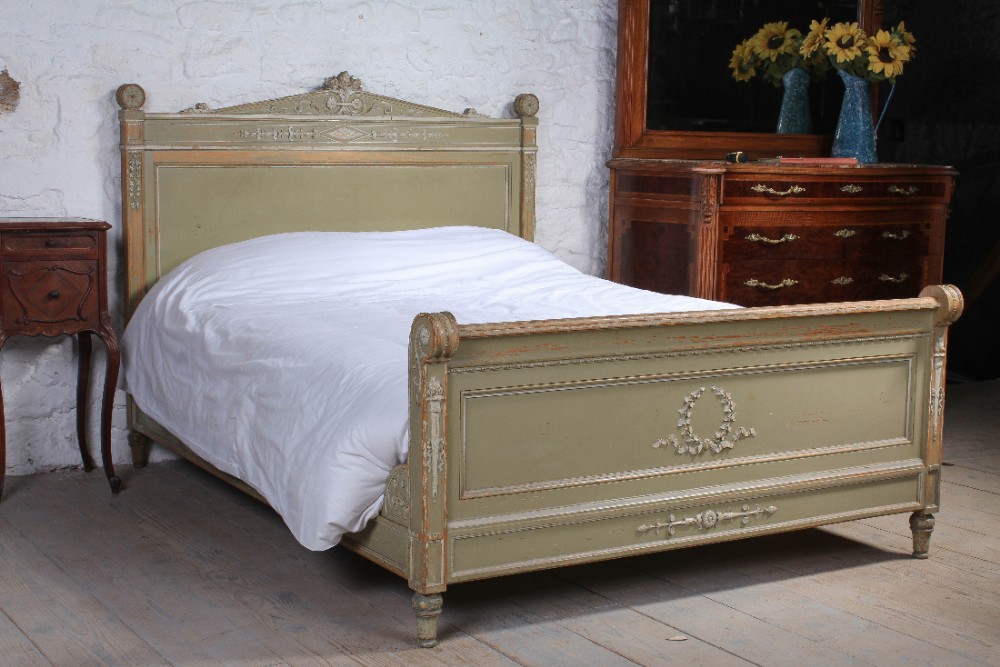 French  Louis XVI style original painted  king size bed