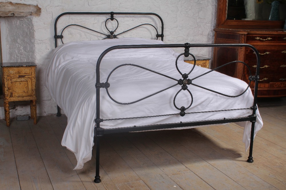 Cottage style Irish black iron double bed