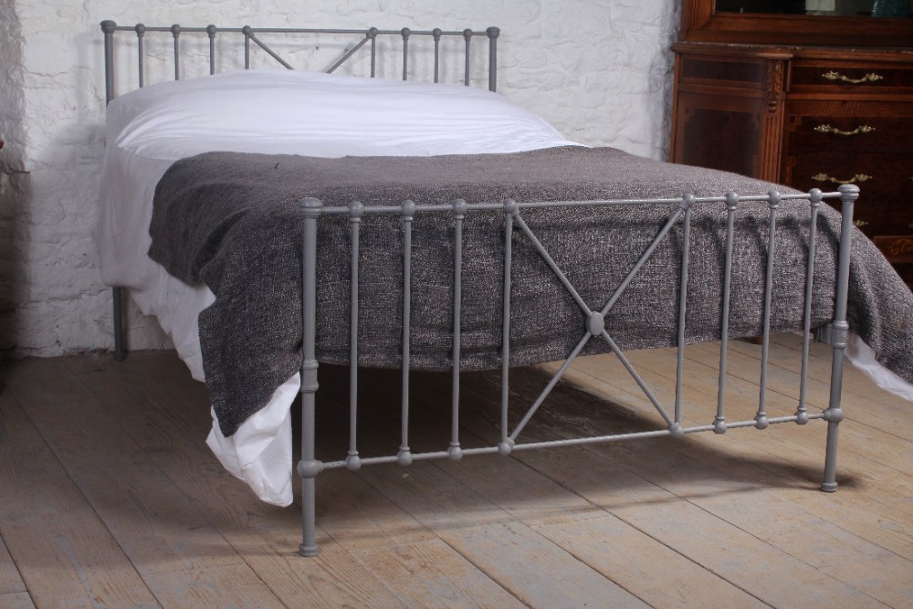 Classic Victorian all iron double bed with individual central cross detail