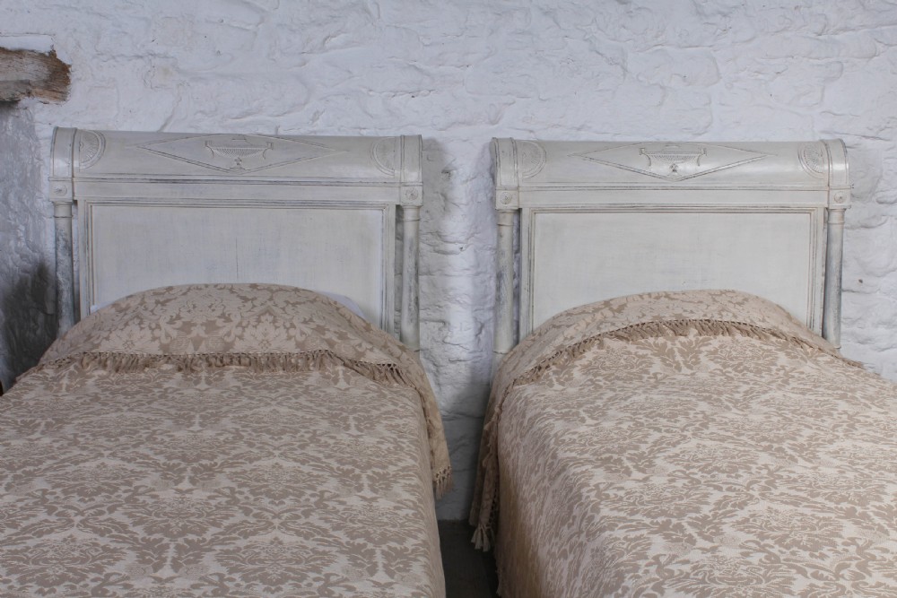 Pair of Directoire style single low end beds View II
