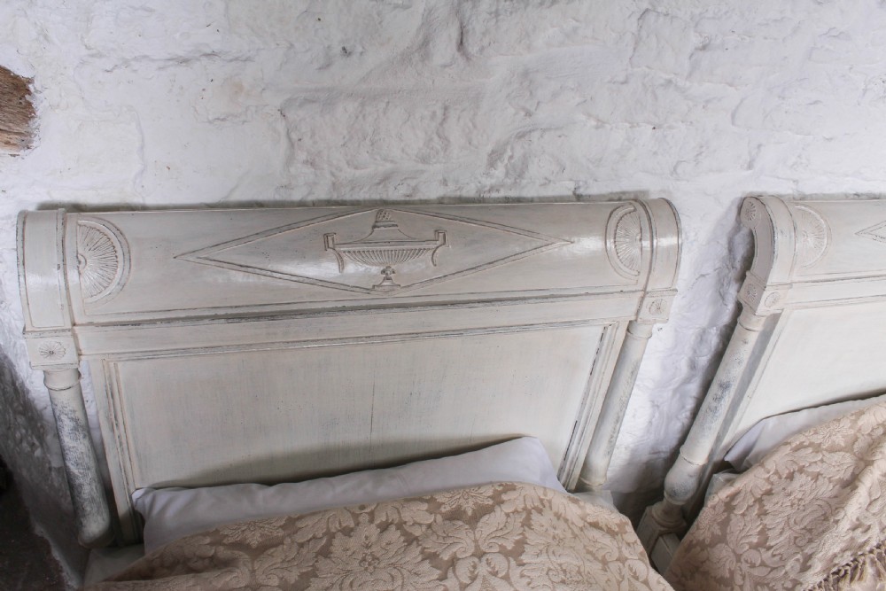 Pair of Directoire style single low end beds View IV