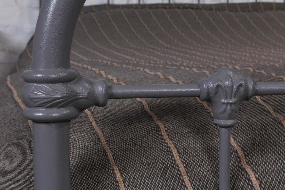 Very Attractive Simple French All Iron Bedstead with Fleurs de Lys detail decorative castings View IV