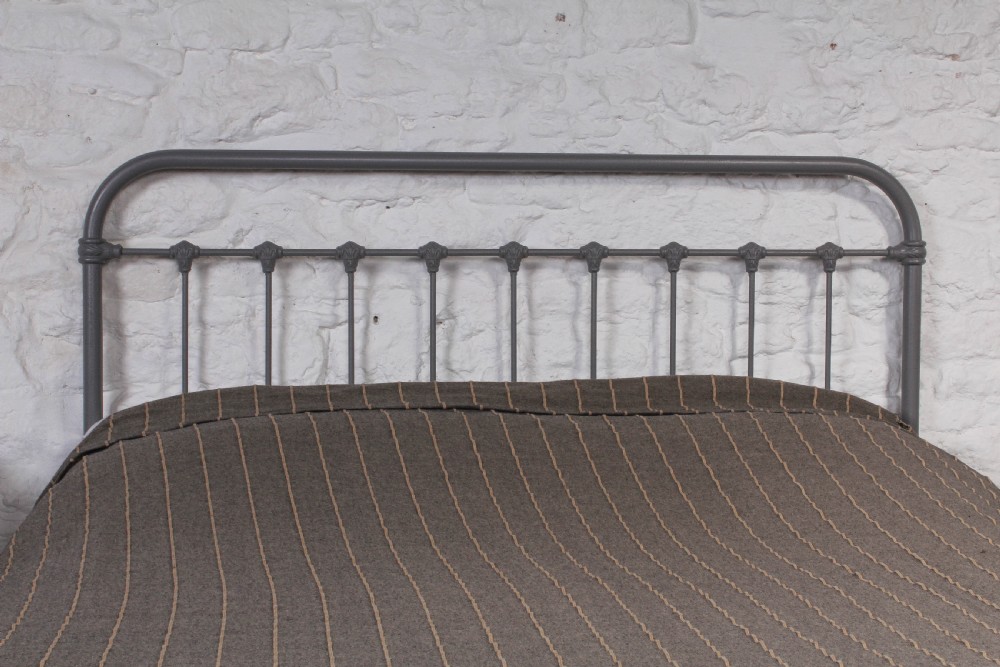 Very Attractive Simple French All Iron Bedstead with Fleurs de Lys detail decorative castings View VI