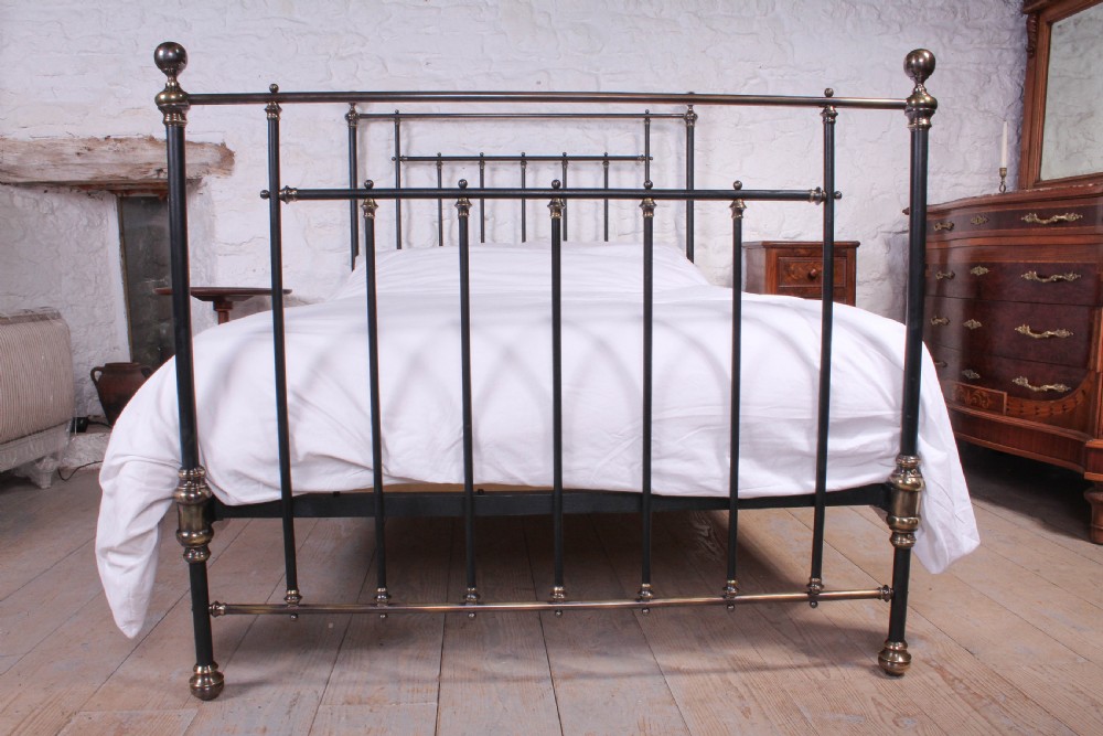 Lovely classic Victorian black and aged brass double bed View IV