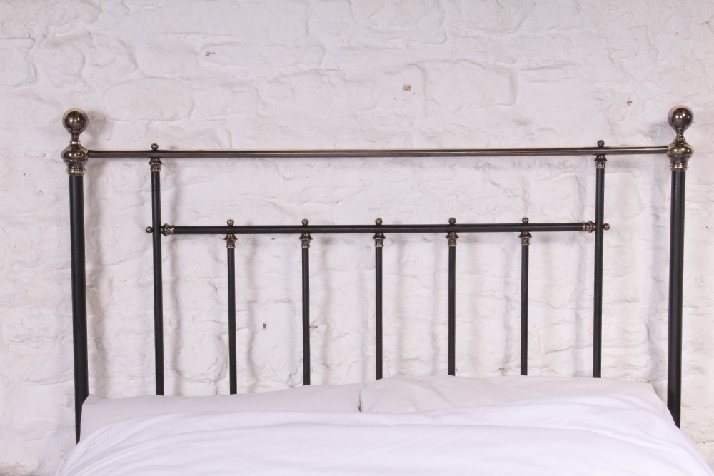 Lovely classic Victorian black and aged brass double bed View V
