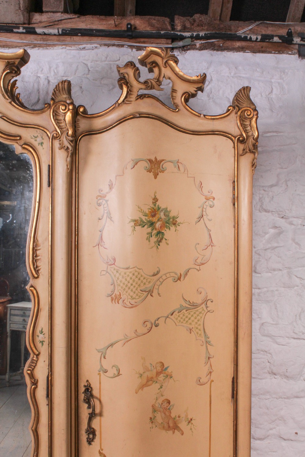 Flamboyant Italian three door painted and gilded wardrobe  View IV