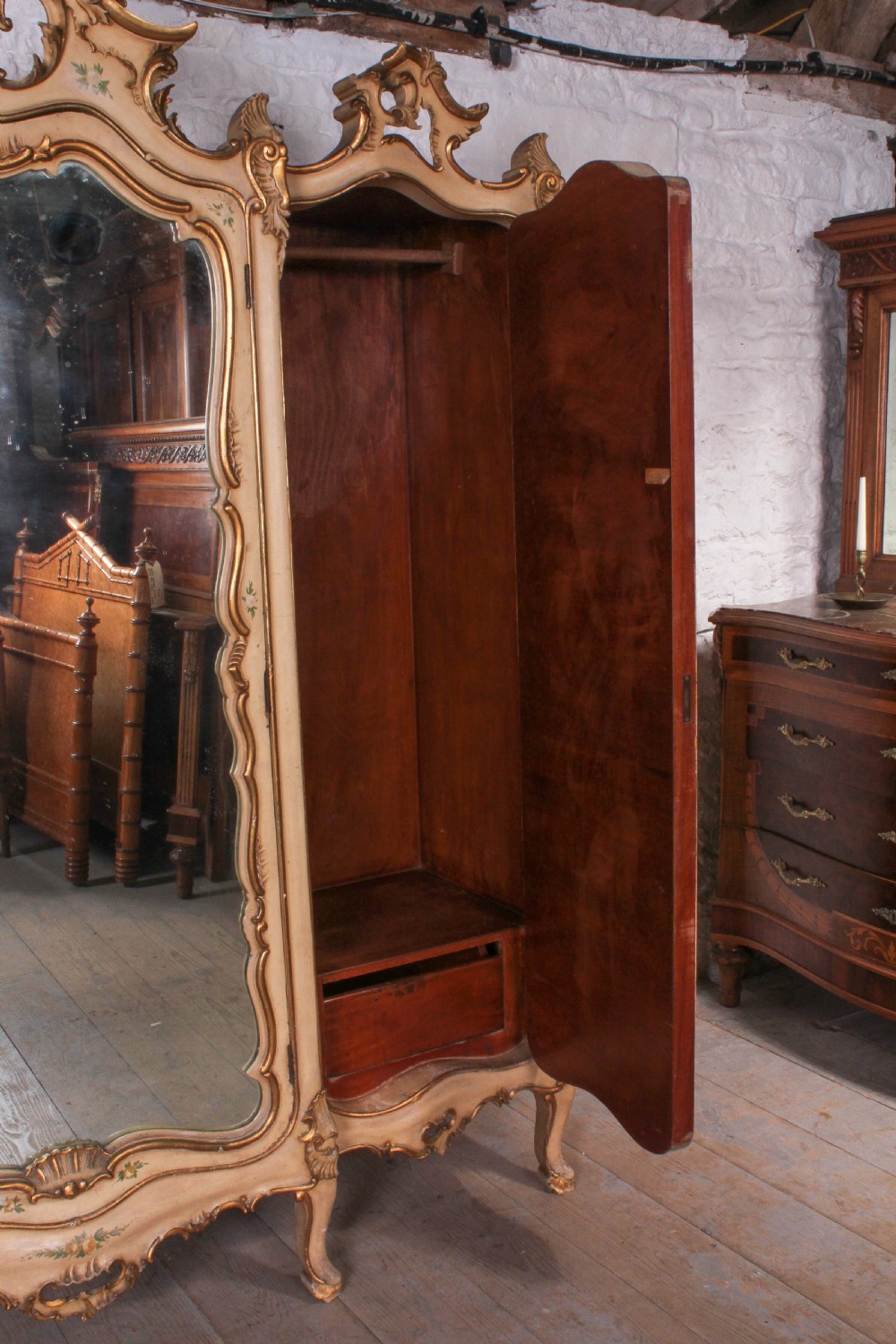 Flamboyant Italian three door painted and gilded wardrobe  View V