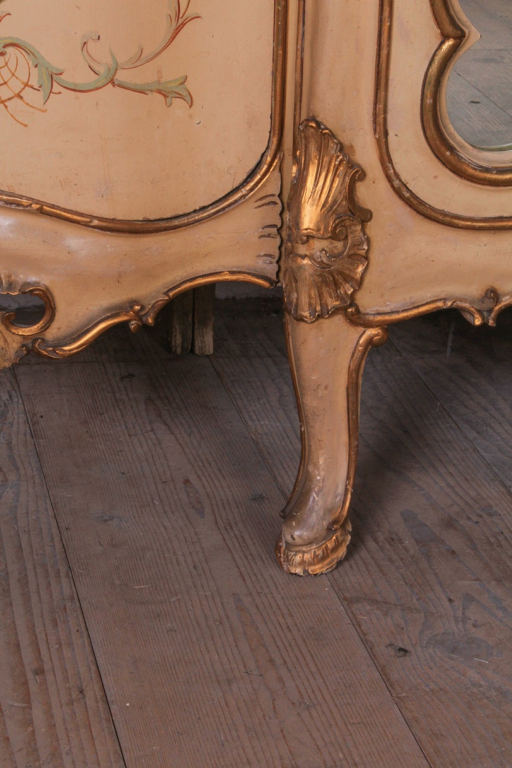 Flamboyant Italian three door painted and gilded wardrobe  View IX