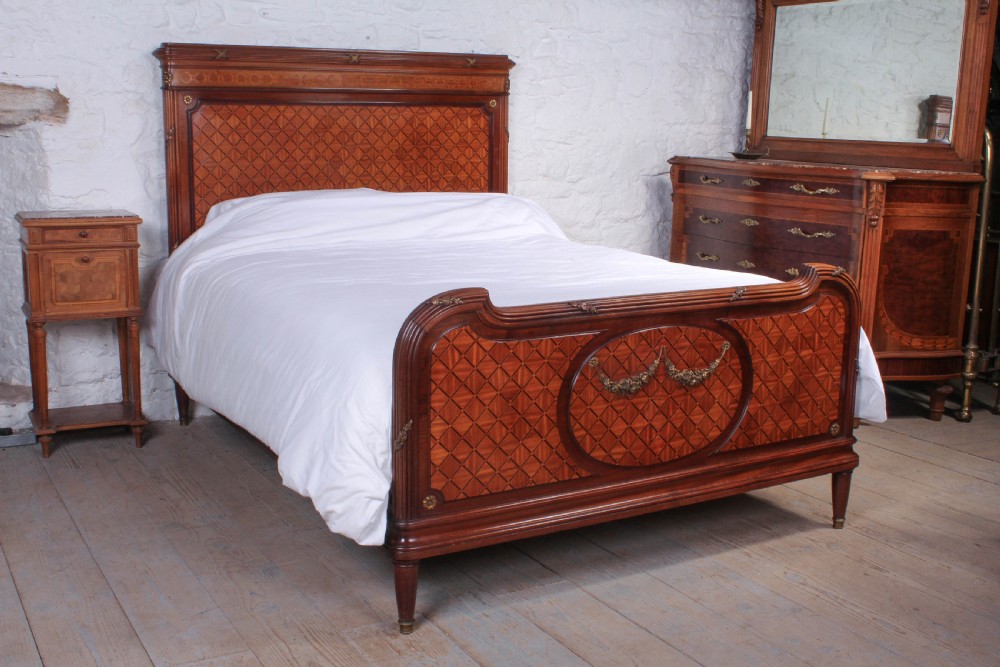 Nice quality French mahogany and fruit wood king size bed