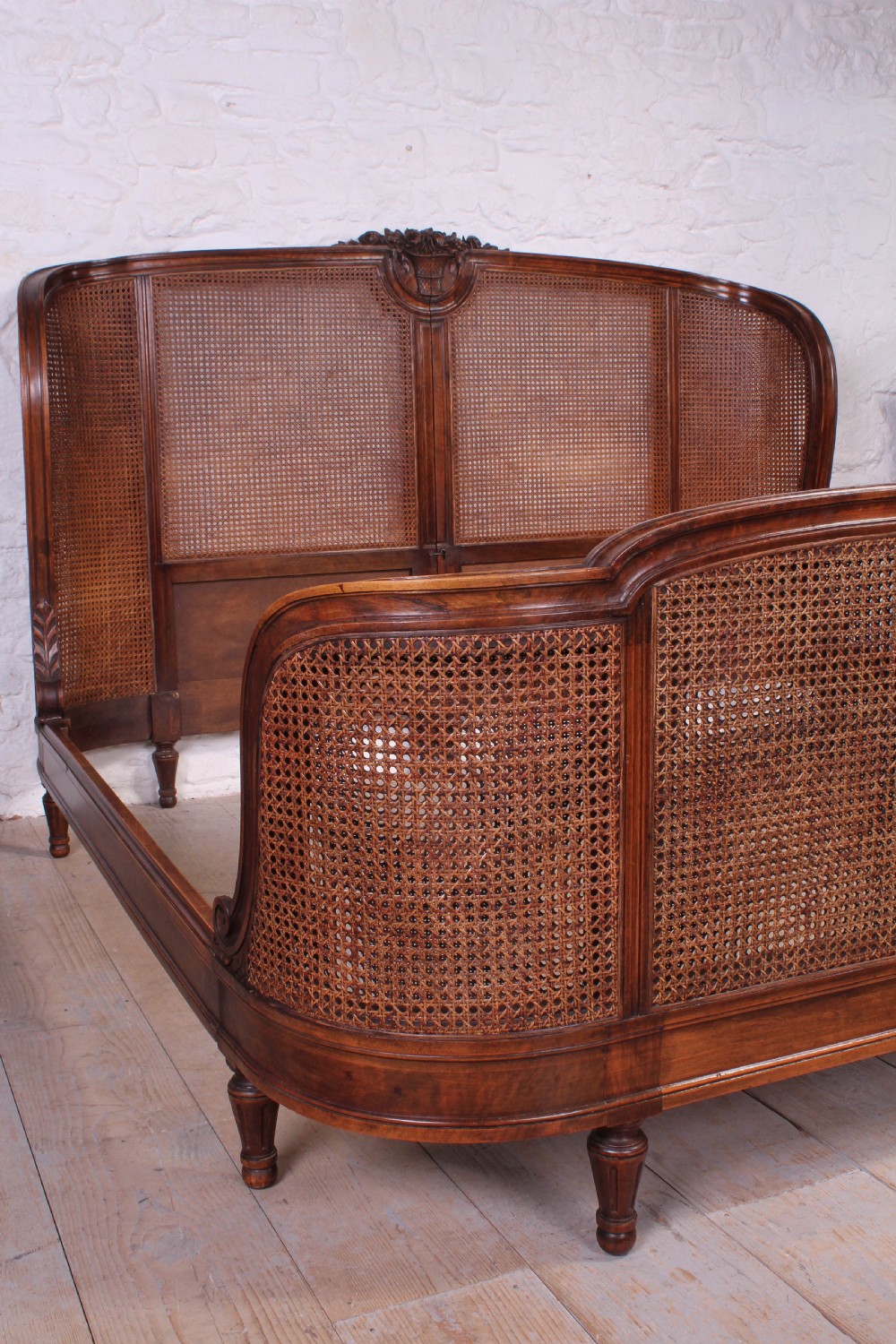 Fabulous super king size plus walnut  French corbeille caned bed View IV