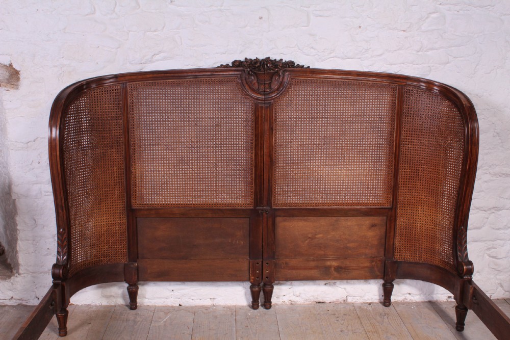 Fabulous super king size plus walnut  French corbeille caned bed View V