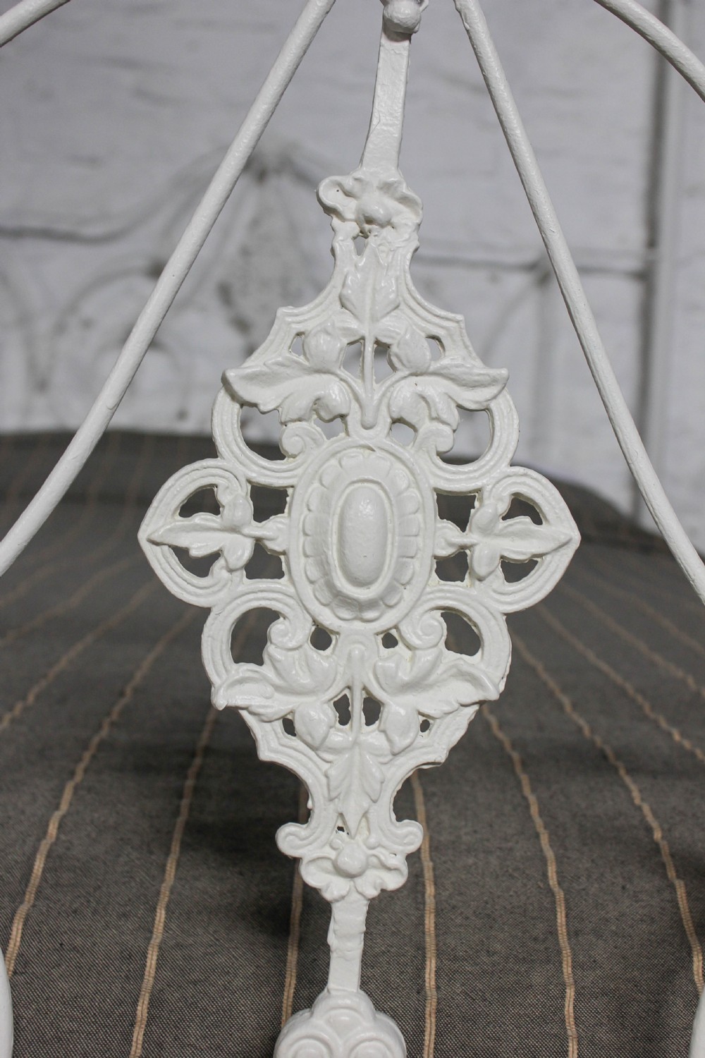 Pretty Victorian king size white and brass half tester View VI