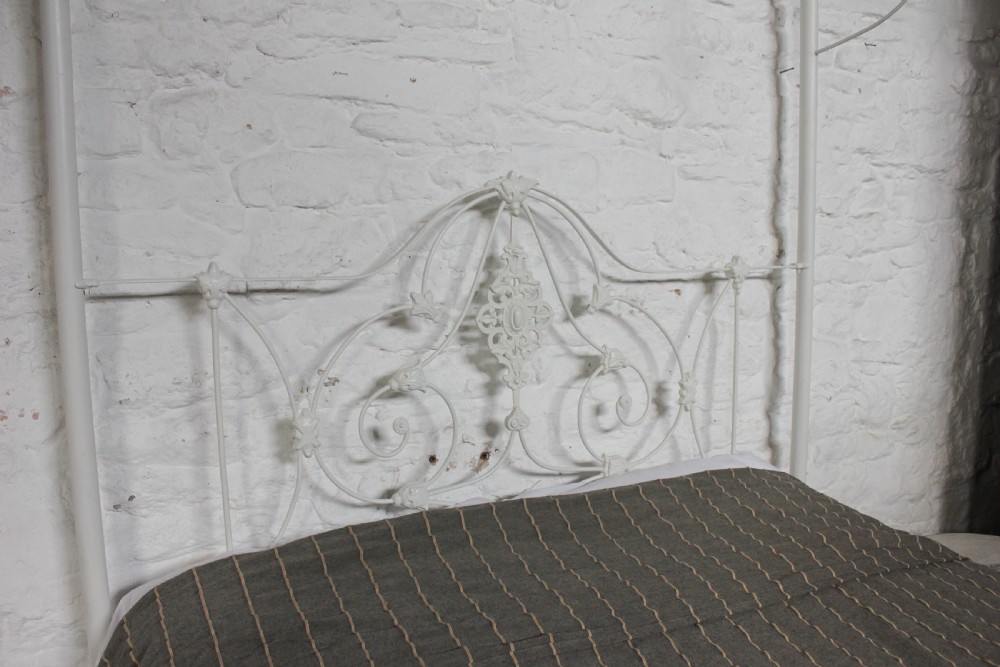 Pretty Victorian king size white and brass half tester View VIII