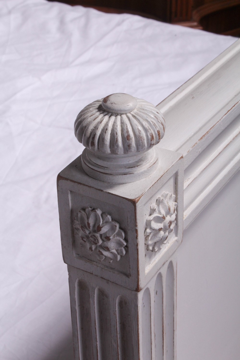 Pair of single French empire style painted beds View III