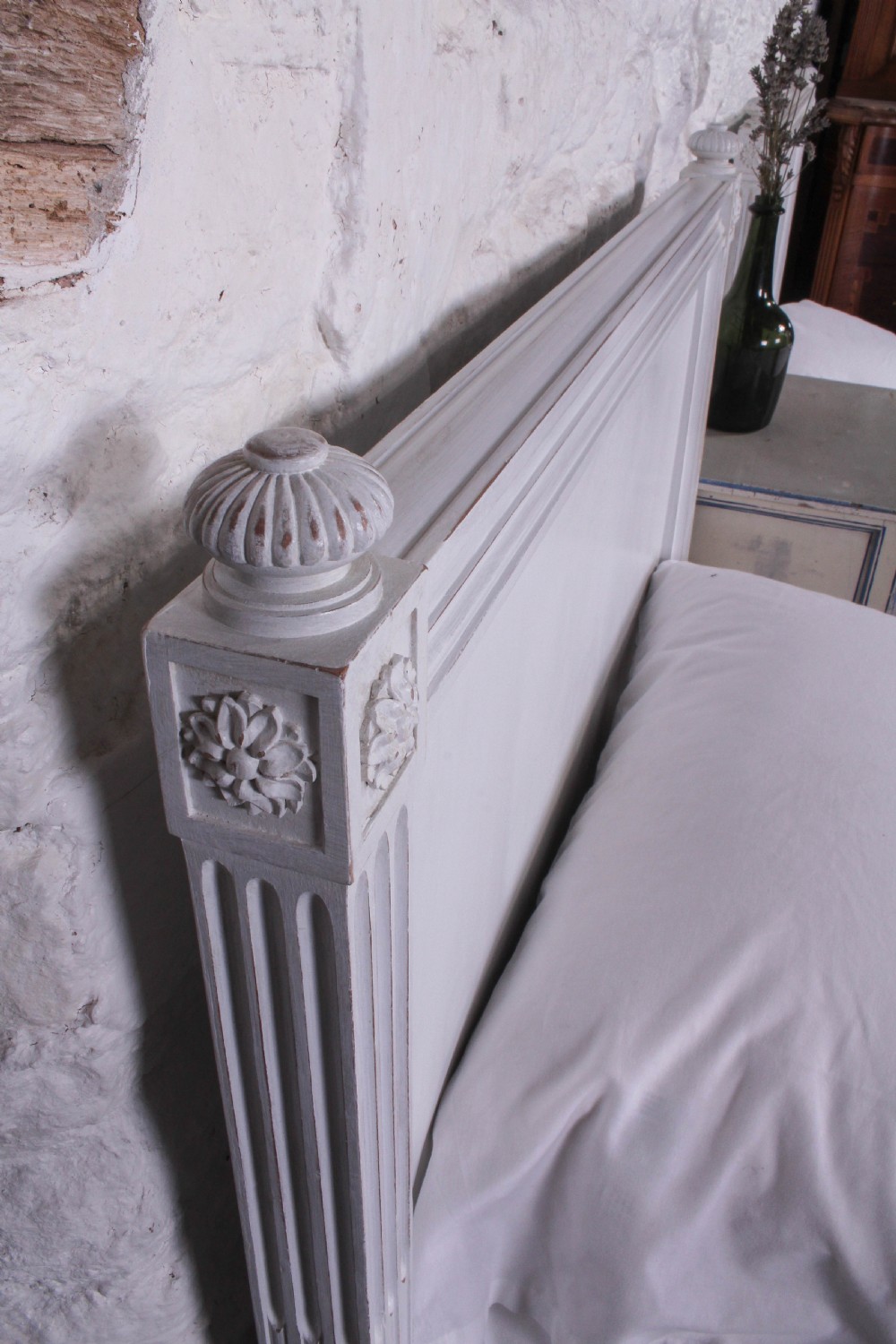 Pair of single French empire style painted beds View VI