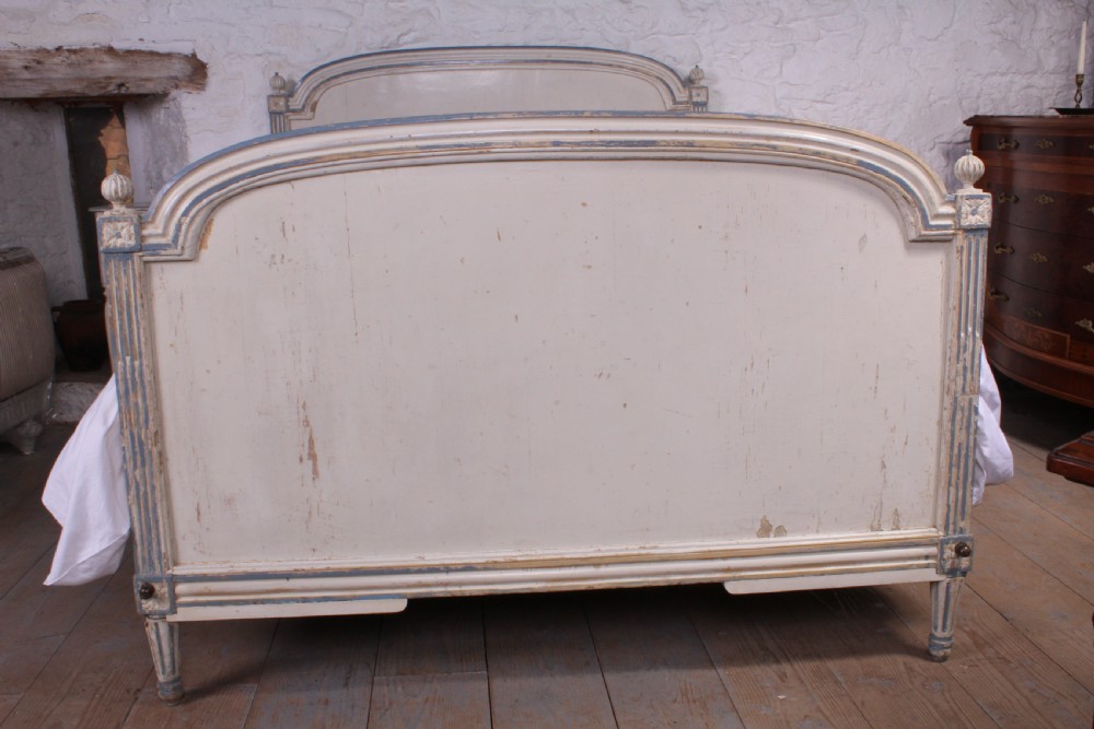 Shabby chic painted Directoire style French king size bed with bedside View II