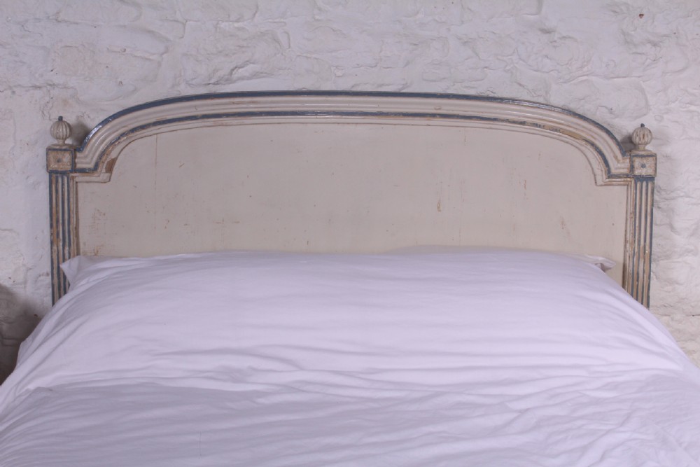 Shabby chic painted Directoire style French king size bed with bedside View III