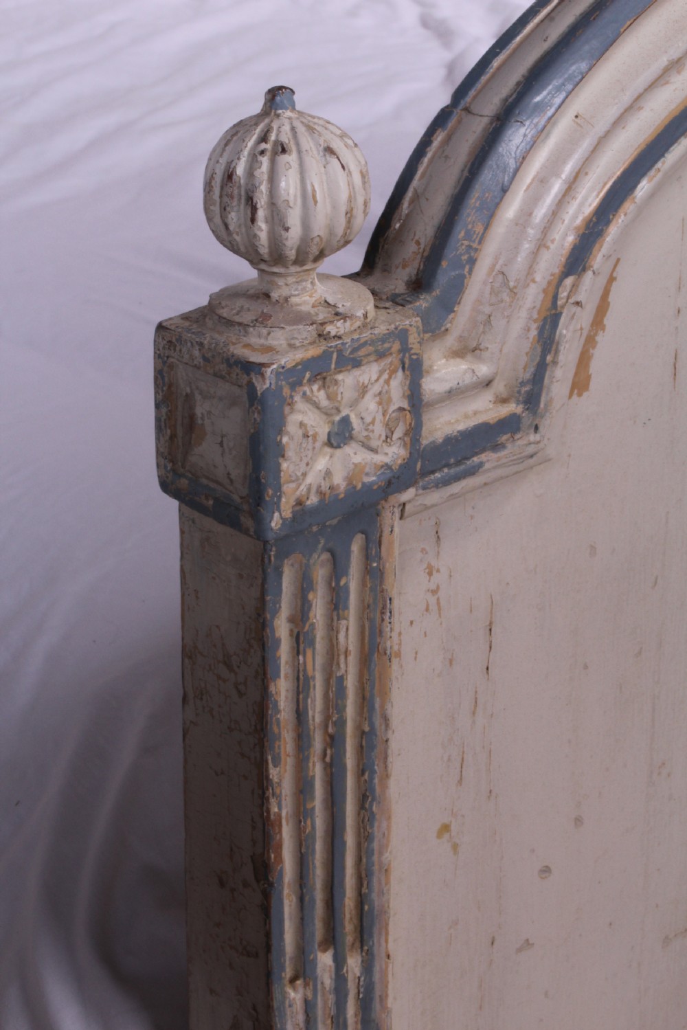 Shabby chic painted Directoire style French king size bed with bedside View IV