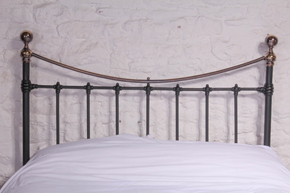 Classic Victorian dip rail black and brass double bed View V