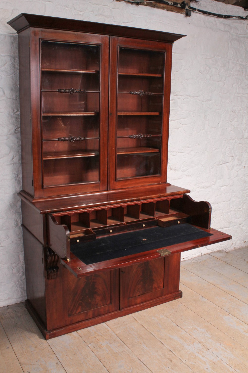 Flame mahogany Secretaire bookcase View III