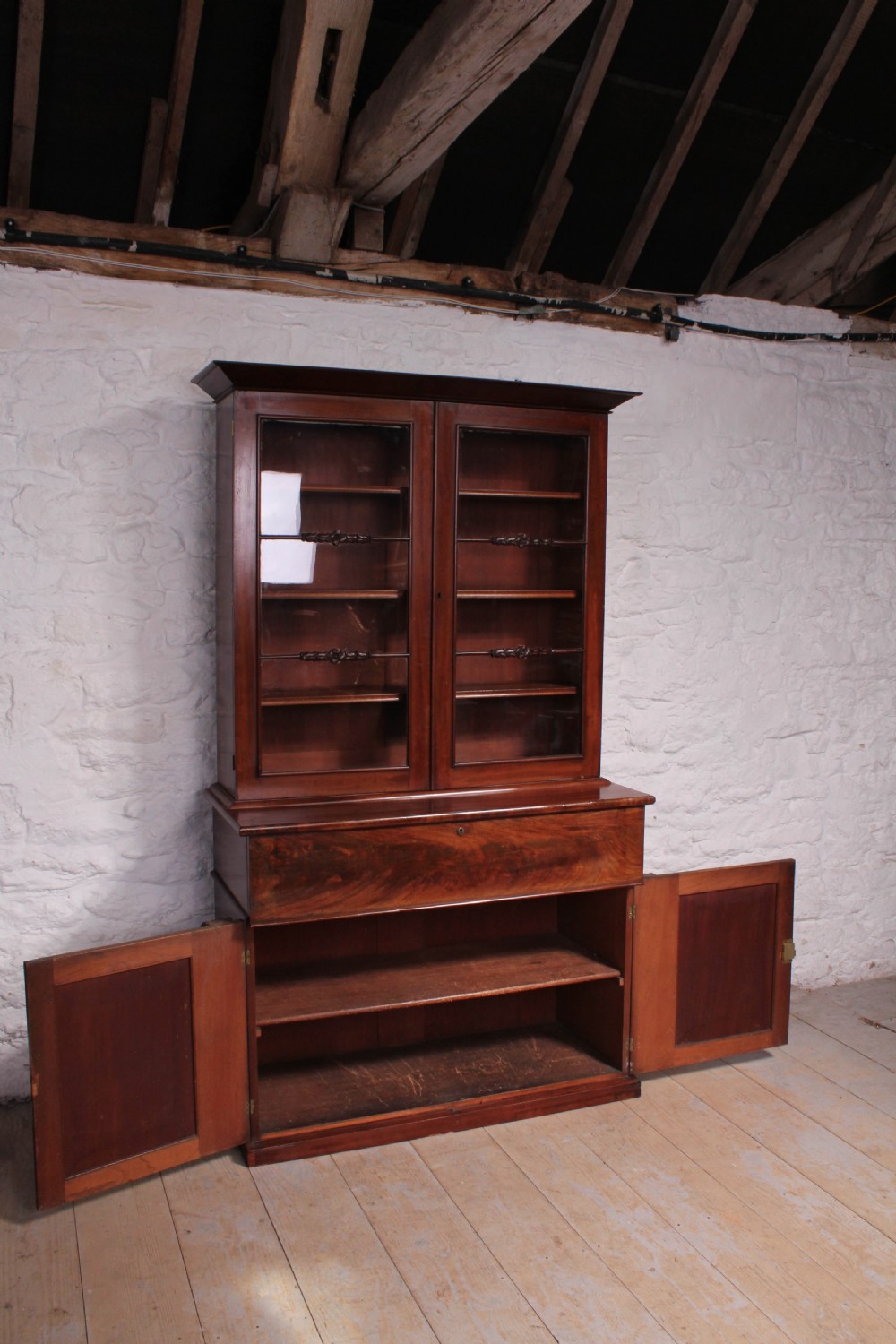 Flame mahogany Secretaire bookcase View IV