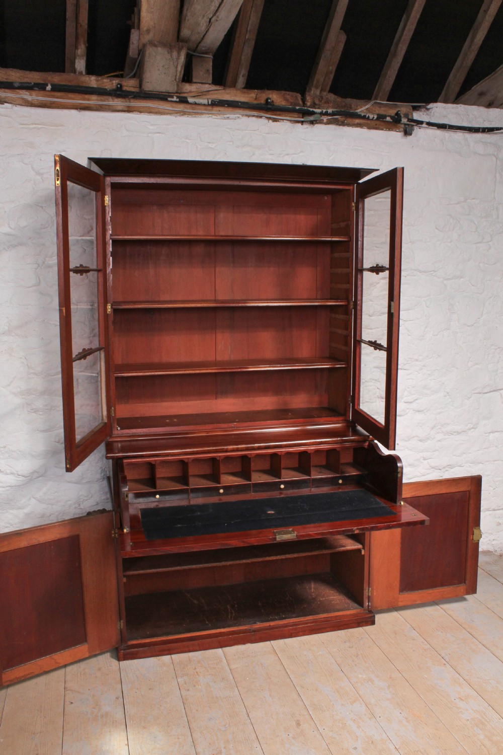 Flame mahogany Secretaire bookcase View V