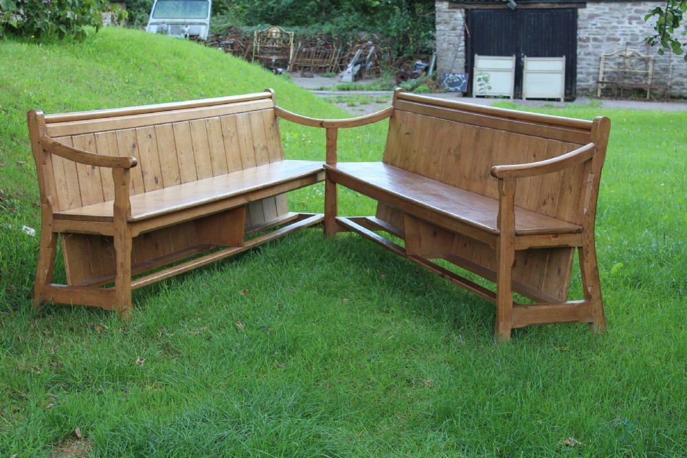 Pair of Victorian pine hall benches