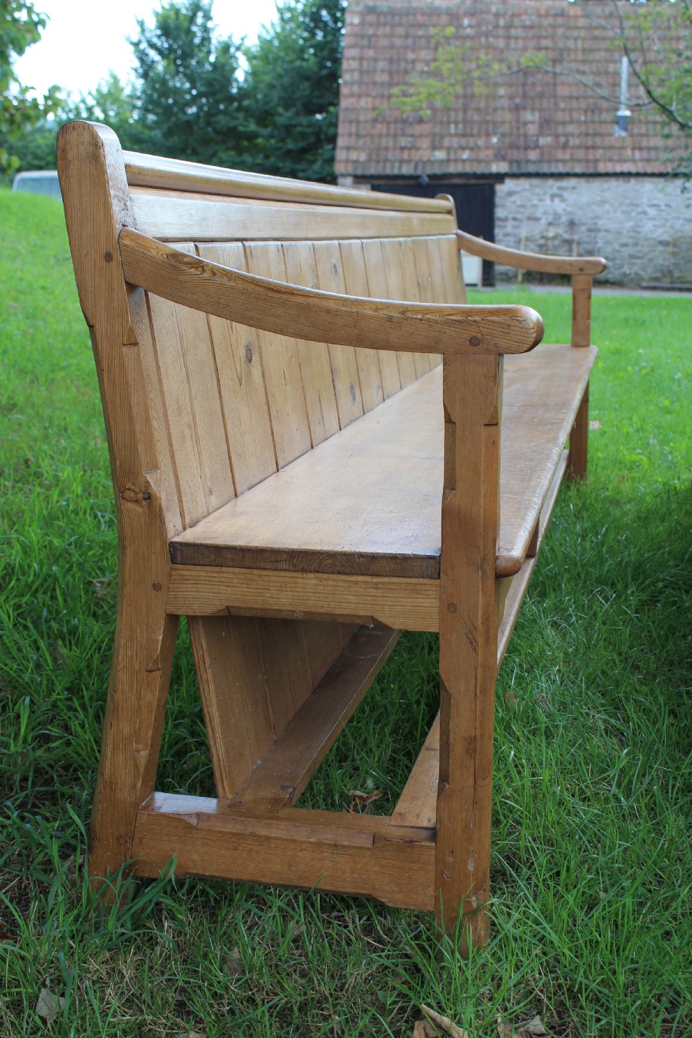 Pair of Victorian pine hall benches View IV