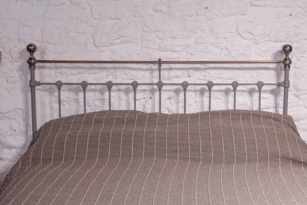 Classic Victorian grey and aged brass kingsize bed View II