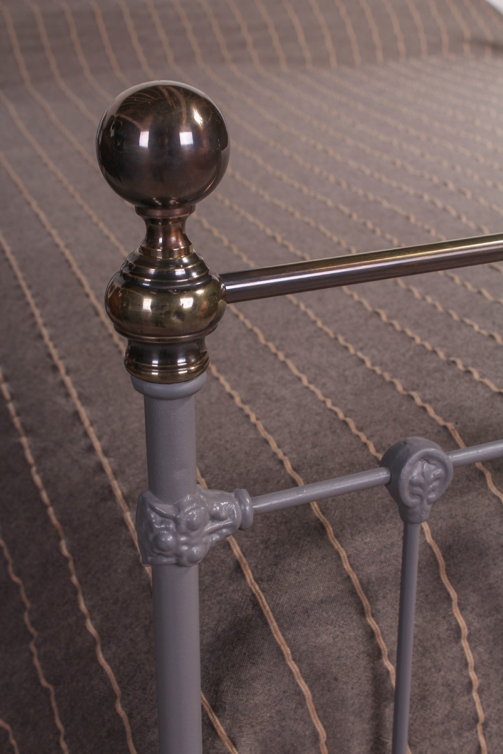 Classic Victorian grey and aged brass kingsize bed View V