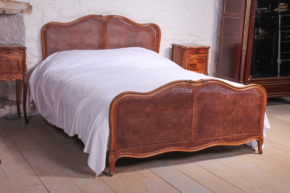 Attractive French Louis XV style caned bergere king size bed View II