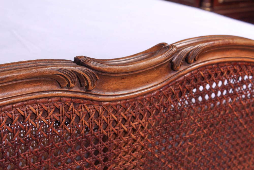 Attractive French Louis XV style caned bergere king size bed View IV