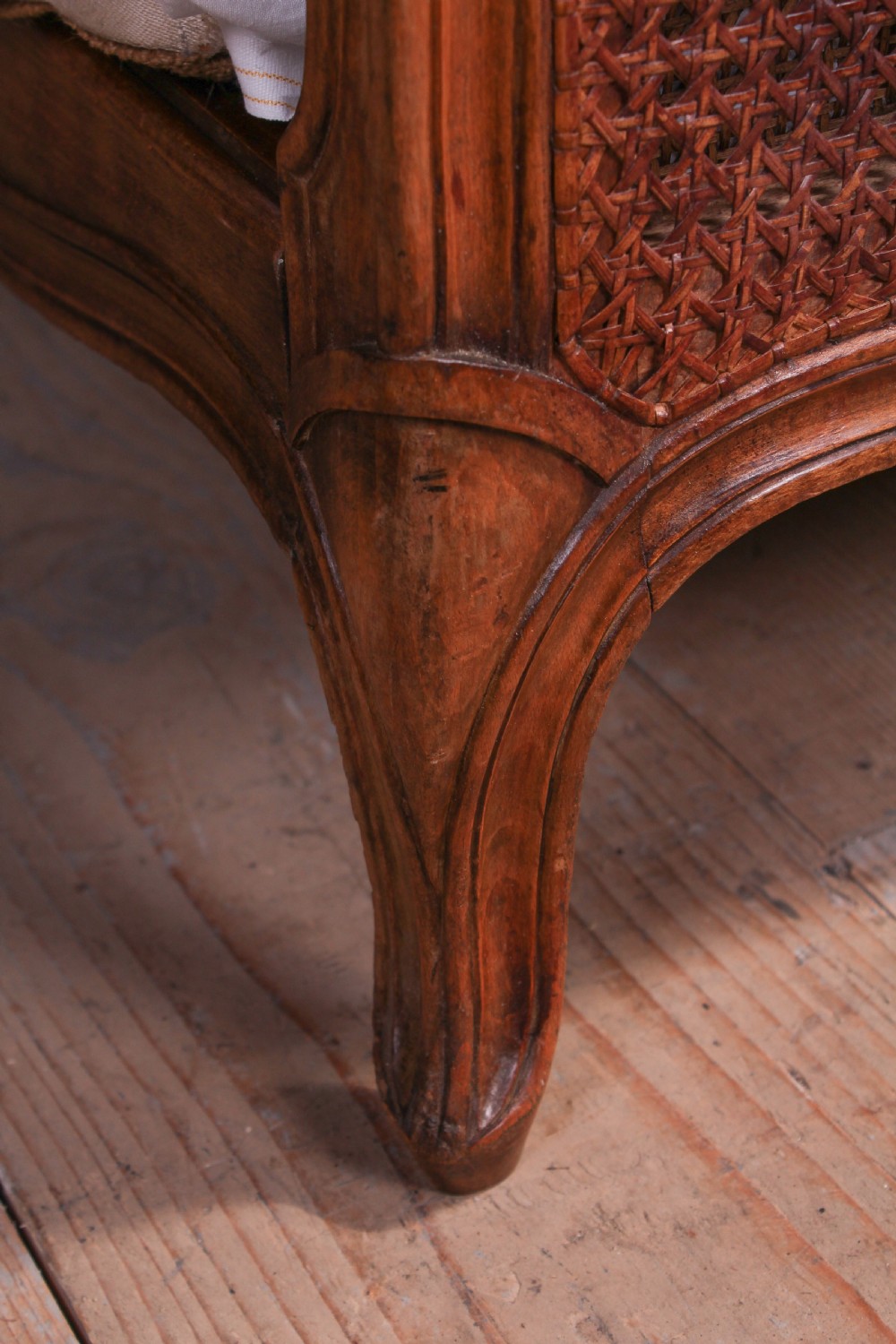 Attractive French Louis XV style caned bergere king size bed View VI