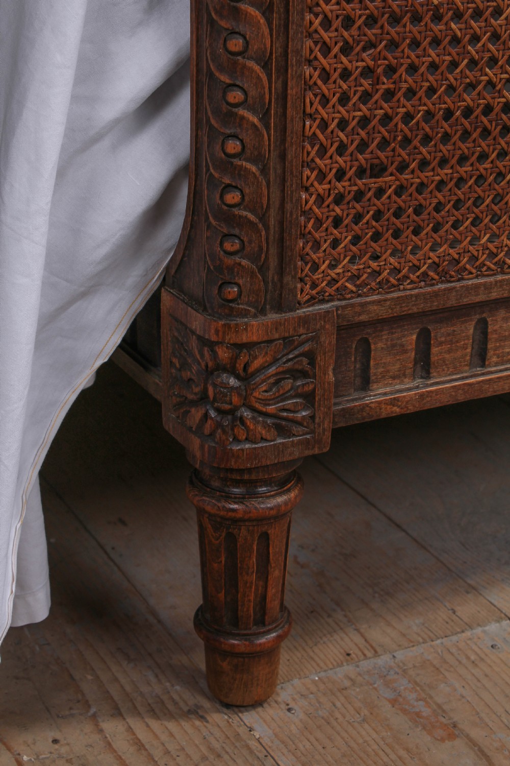 French carved and caned bergere king size bed View IV