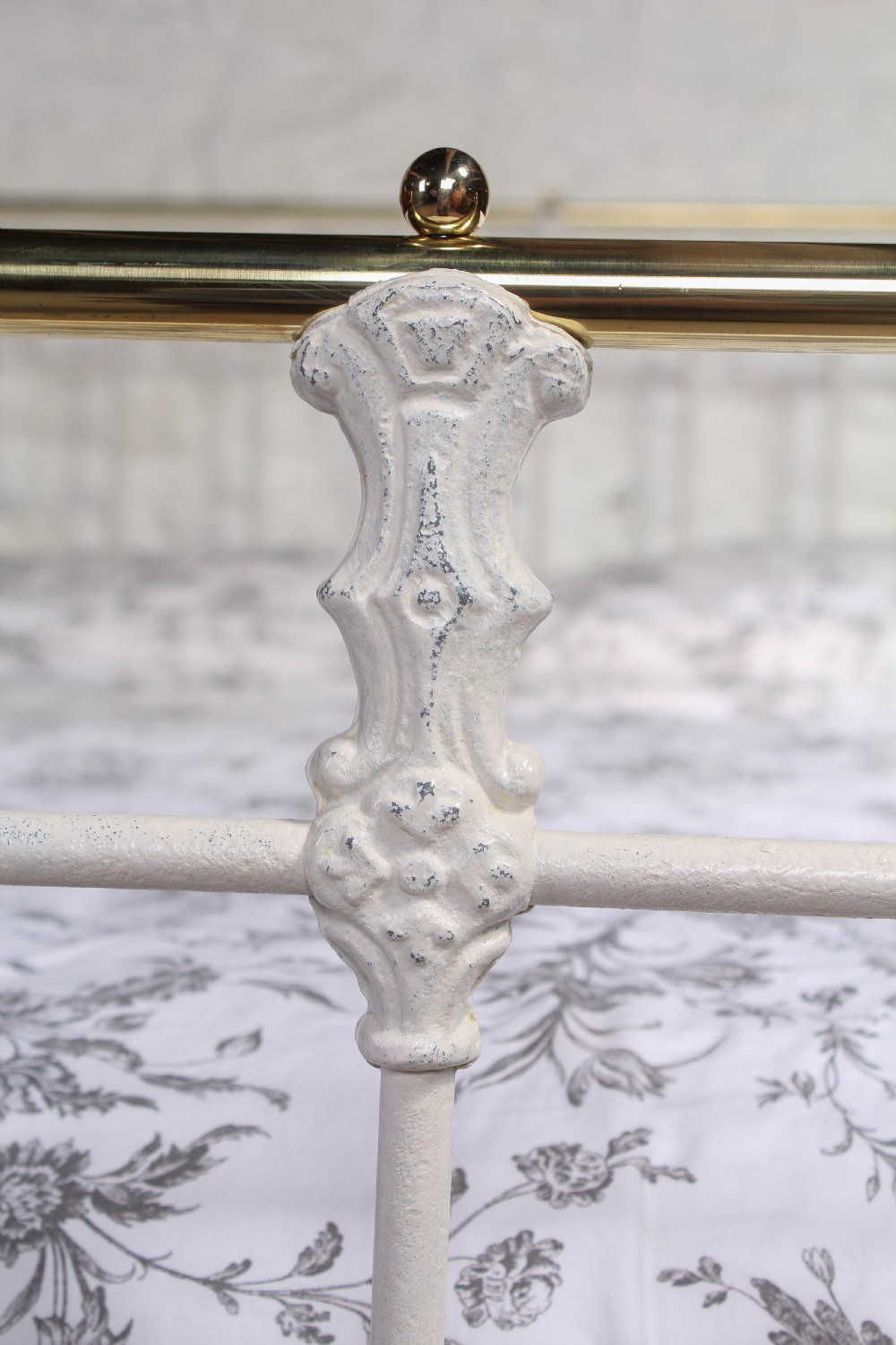 Classic Victorian aged white and brass kings size bed View III