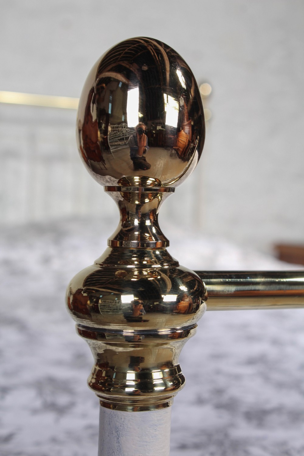 Classic Victorian aged white and brass kings size bed View V