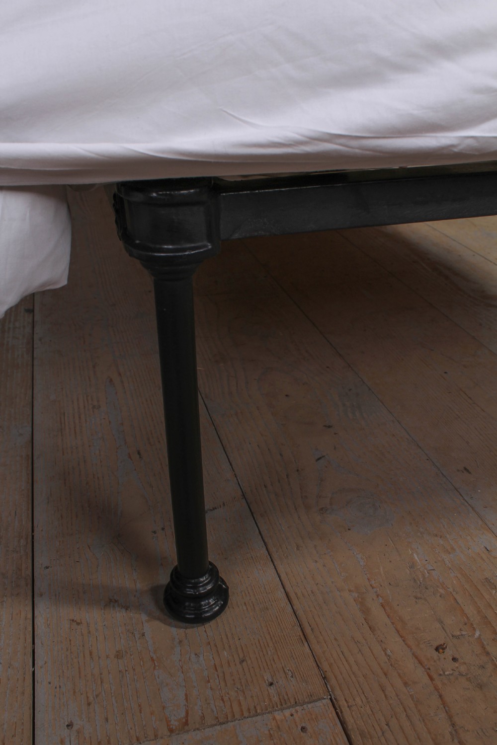 Attractive pair of black all iron no end single beds View VI
