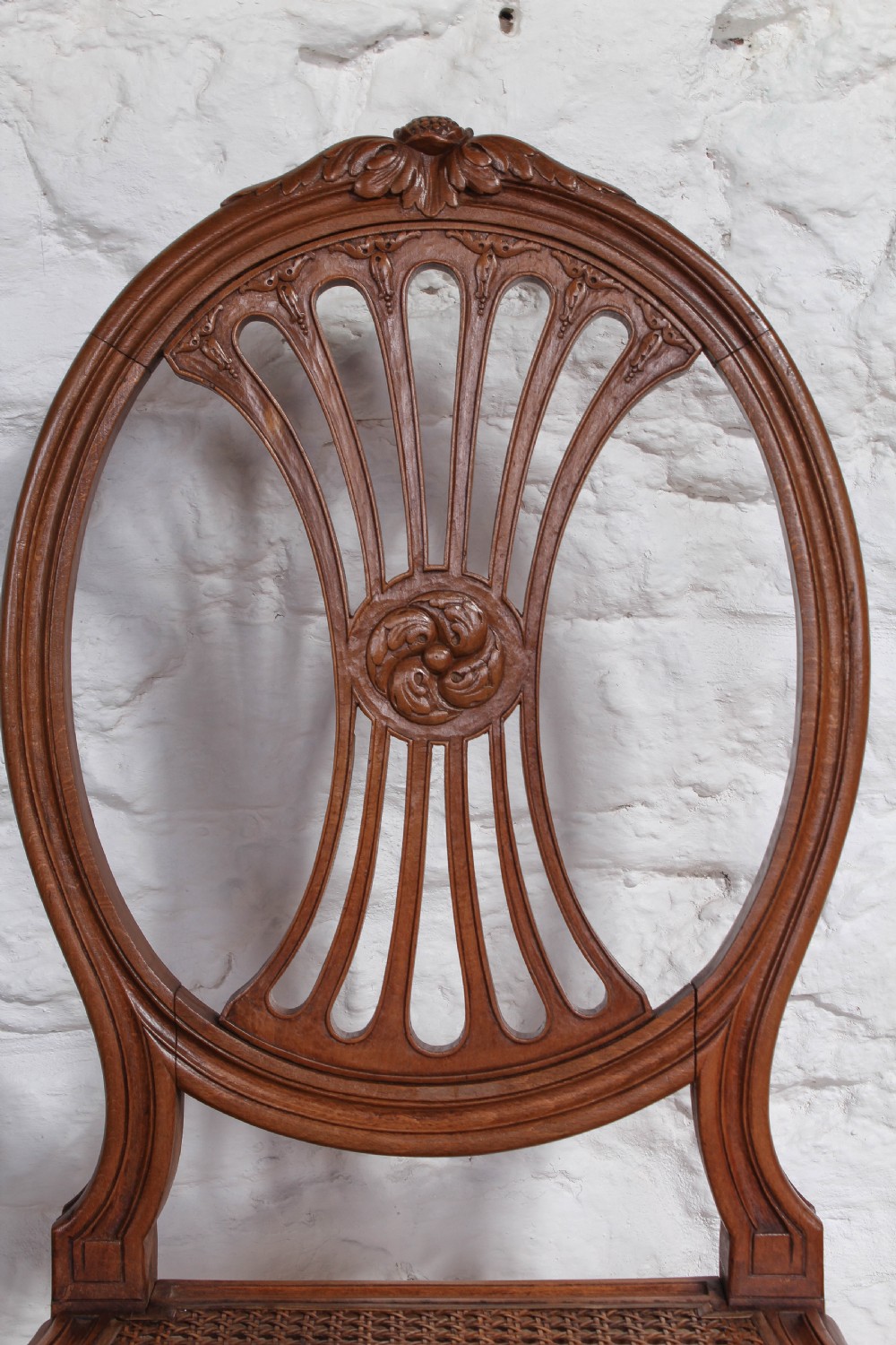 Set of six pretty French walnut caned chairs View VI