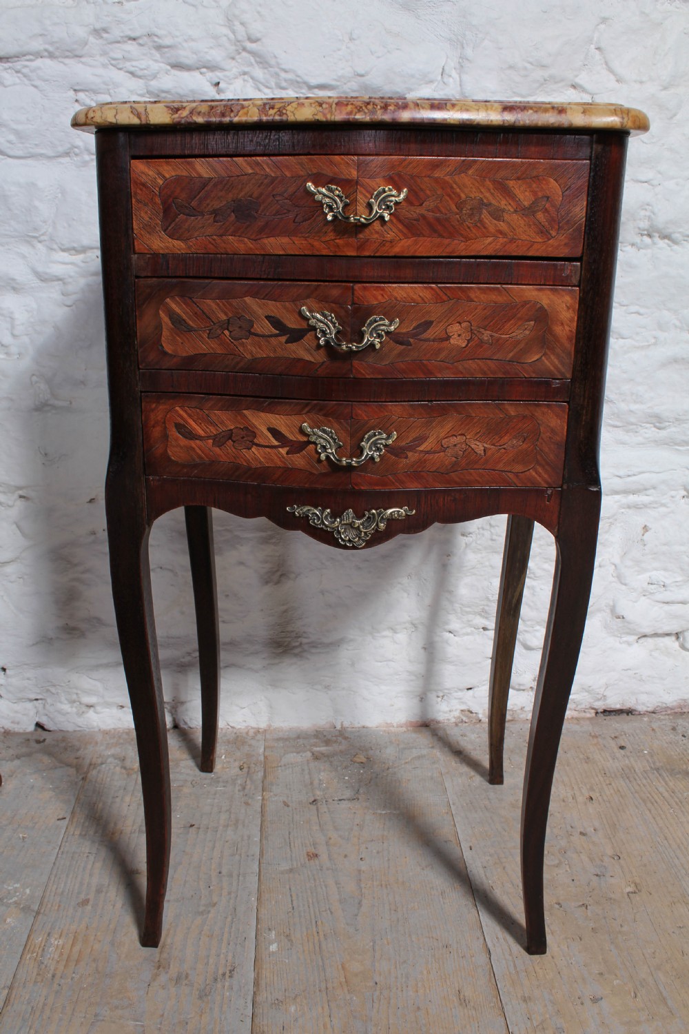Pretty pair of three drawer bedside tables View VI