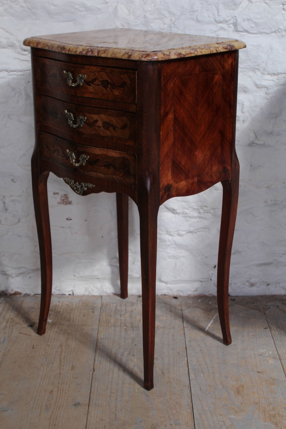 Pretty pair of three drawer bedside tables View VII