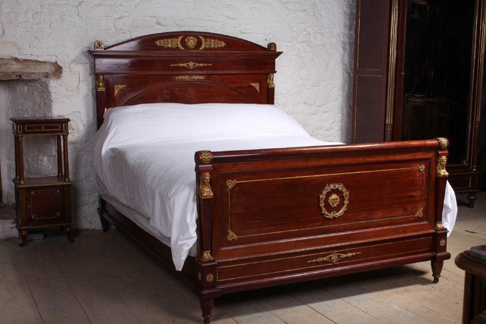Stunning Empire style mahogany with brass decoration 5Ft king size bed