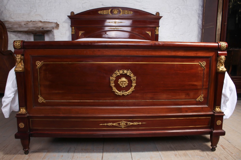 Stunning Empire style mahogany with brass decoration 5Ft king size bed View II