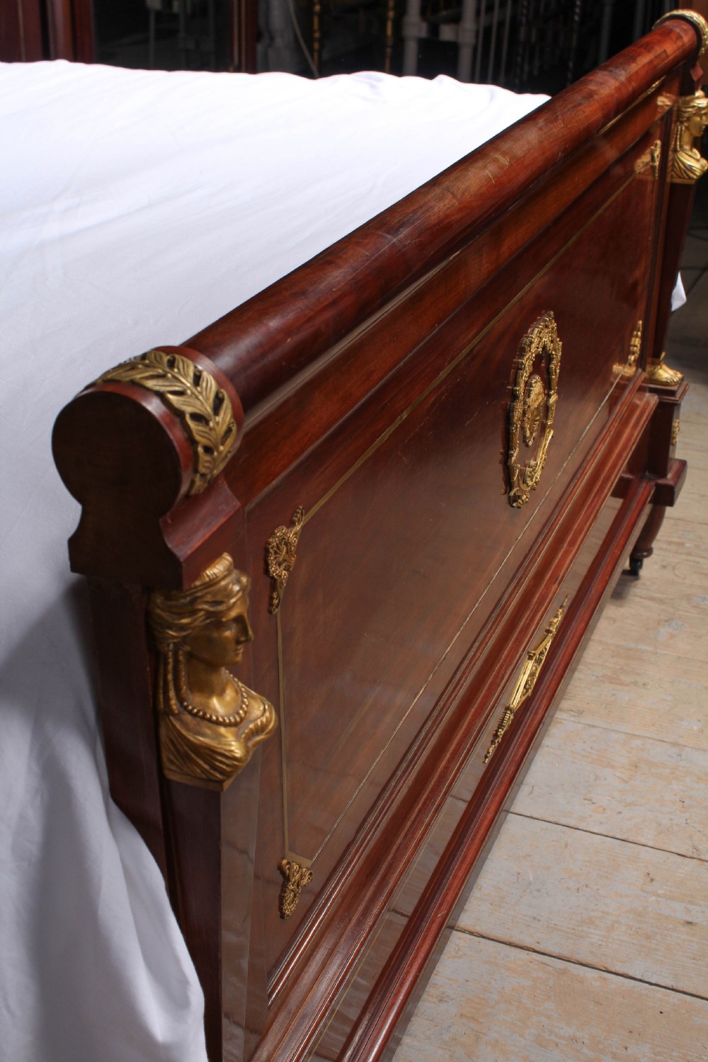Stunning Empire style mahogany with brass decoration 5Ft king size bed View IX