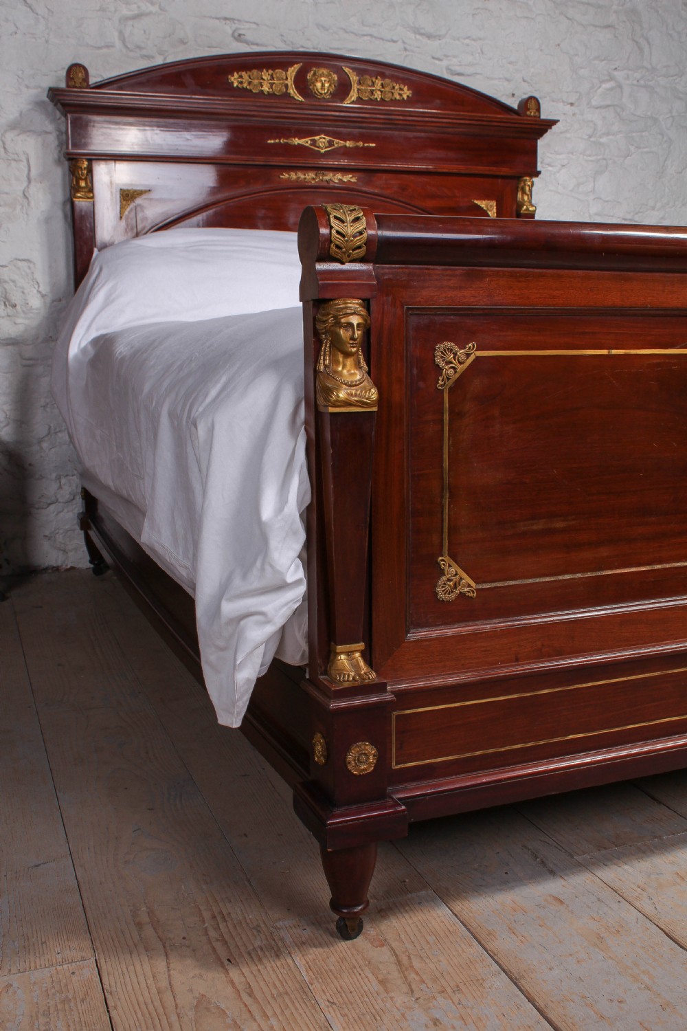 Stunning Empire style mahogany with brass decoration 5Ft king size bed View XII