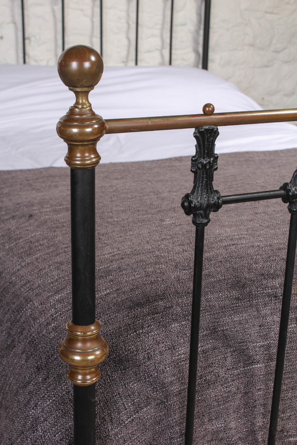 All original classic Victorian black and brass bed View II