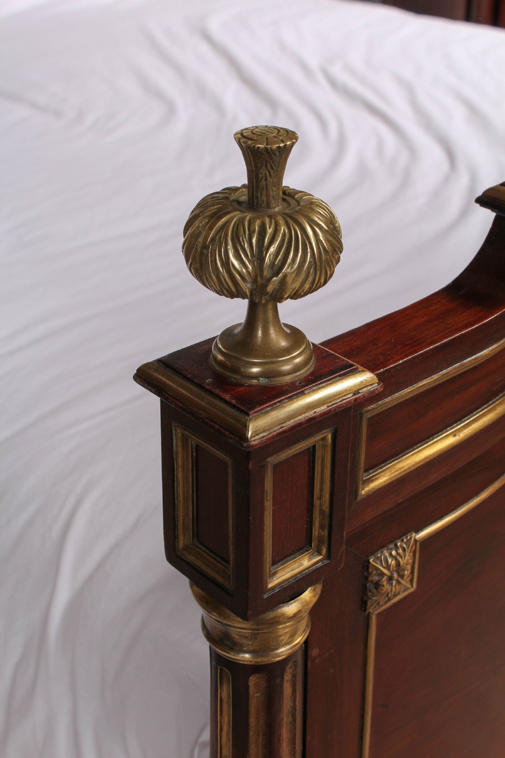 Handsome French Empire style mahogany with brass details double bed View III