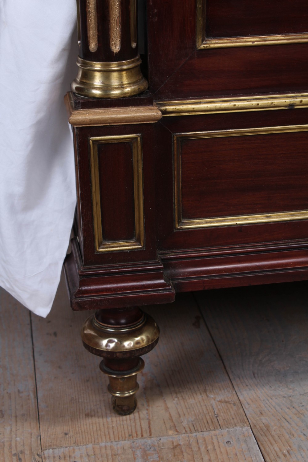 Handsome French Empire style mahogany with brass details double bed View IV
