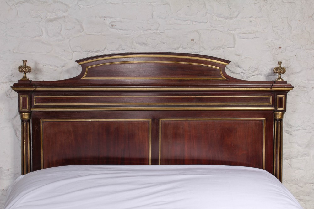 Handsome French Empire style mahogany with brass details double bed View VII