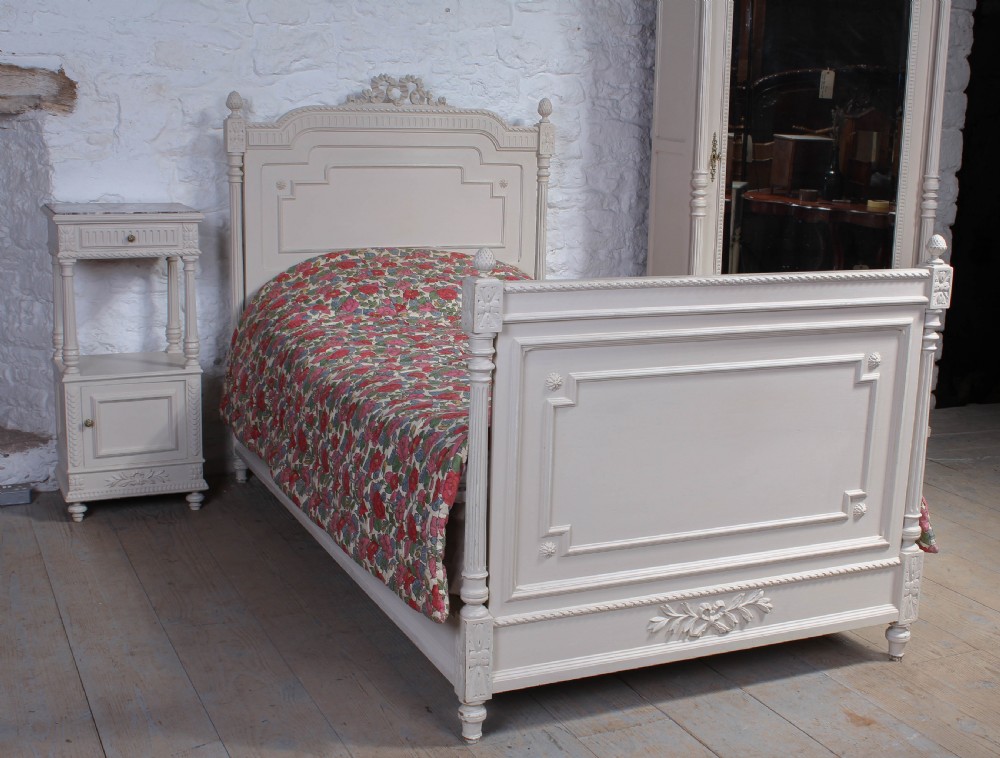 Louis XVI style painted bedroom suite with super single bed. View II